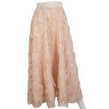 Joy Couture Fringed Star Midi Maxi Skirt Blush Pink size S Occasion Party