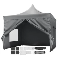 Pop Up Canopy Tent Outdoor Gazebo Tent 10x10FT with Sidewalls Dark Gray