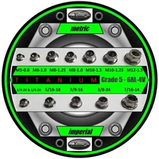 Titanium Gr. 5 Hex Flange Lock Nut, Nylon Ins M5 M6 M8 M10 M12 1/4 5/16 3/8 7/16