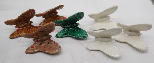 Lot 7 VTG ATL Atlantic Mold Ceramic Glazed Butterflies Macrame Bead Butterfly