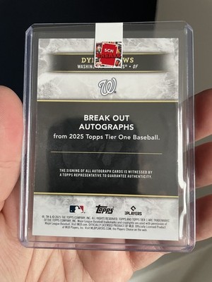 Dylan Crews Rookie Break Out Auto /99 - 2025 Topps Tier One #BOA