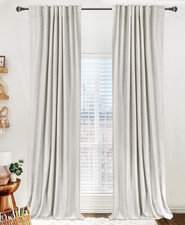 Beige 100 Blackout Linen Curtains, 84" Long, Thermal Insulated, 2 Panels Set