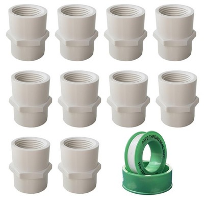 PVC Pipe Fitting 3/4 inch 10 Pack NPT Female Thread Sch40 Slip Coupling Socket