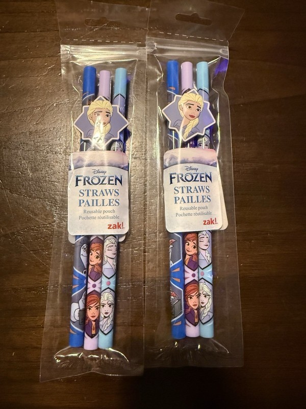 Zak! Disney Frozen Reusable Straws Set with Pouch, Frozen Theme