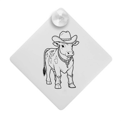 ''Kuh trägt Cowgirl Hut und Stiefel'' Saugnapf Auto Fenster Schild (CG00036726)