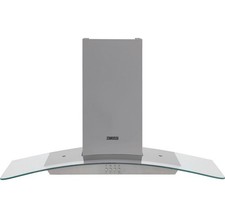 Zanussi 900mm Curved Glass Silver Extractor Fan ZHC92352X