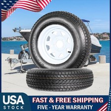 2 Pack Trailer Tire Rims St20575d14 6pr Load Range C W 14 Rims 5 Lug On 4.5