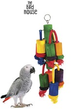 HAPPY PET PLAYTIME MULTIWOOD PARROT PARAKEETS WOOD ROPE HANGING CAGE TOY 00752