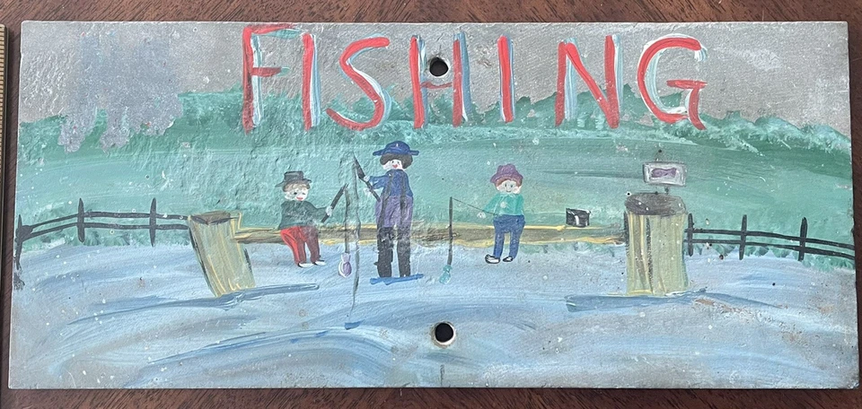 Letrero de pizarra de pesca pintado a mano para papá e hijos pesca (11,5 "x 5") regalo del día del padre Foto 3 de 4