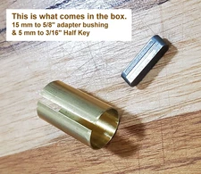 15 mm to 5/8" Shaft Adapter Bore Reducer Sleeve Bushing with 5 mm to 3/16" Key