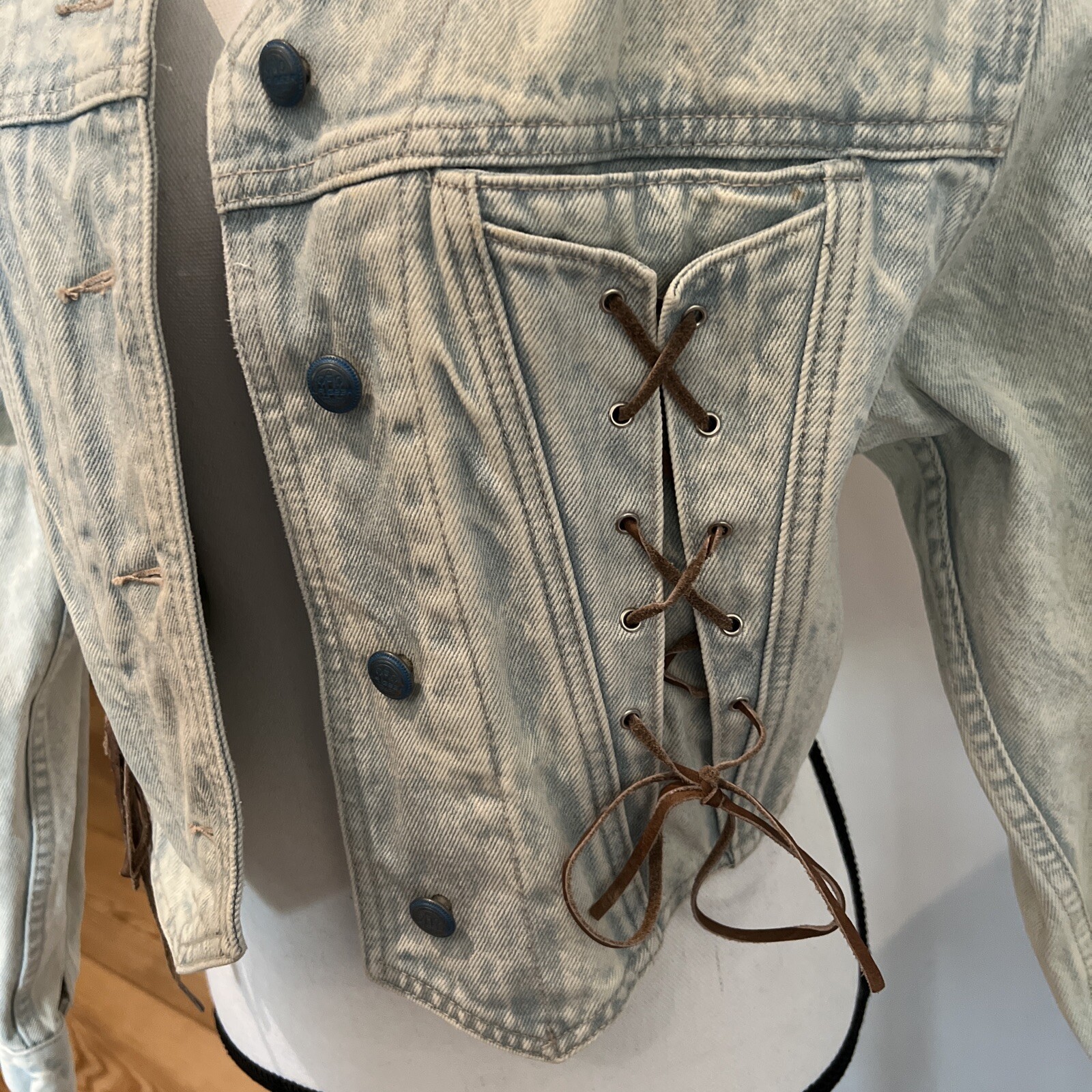 VTG Original LA Gear Cropped Acid Wash Blue Jean … - image 2