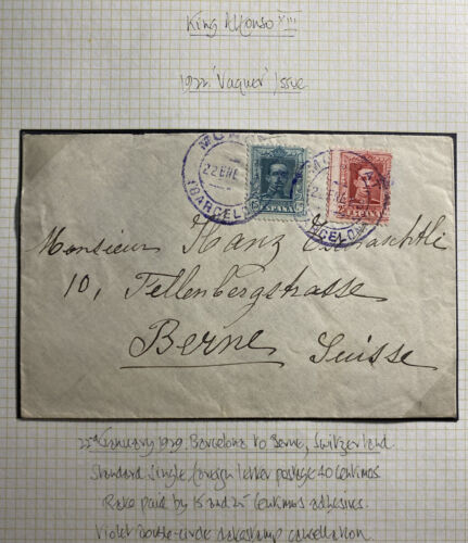1929 Barcelona Spain Cover To Berne Switzerland