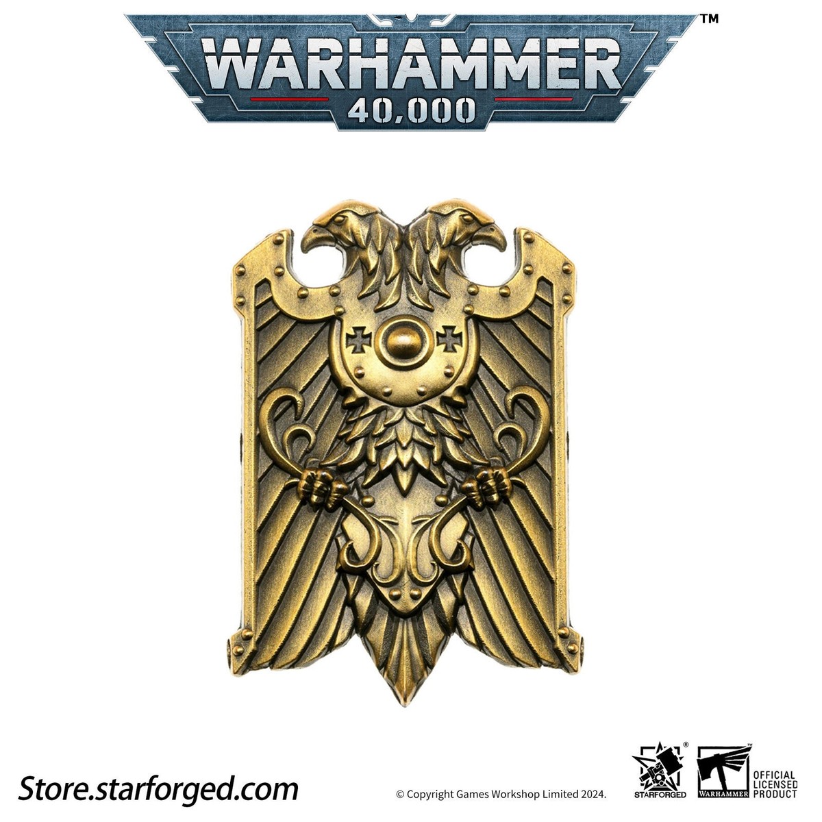 Starforged Pin’s Bouclier – Héraldique Warhammer 40k, 7 Couleurs, Métal 40x40mm, Cadeau Collectionneur