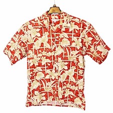 Vtg Pierre Cardin Hawaiian Floral Shirt Size Large Button Up Tropical