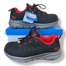 HOSS Men's Skyline Ultra Lite Carbon Composite Toe Work Shoe Blk/Red Size 8.5 2E