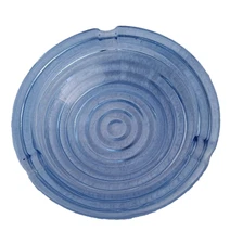 Vintage Clear Blue Round Ridged Glass Ashtray