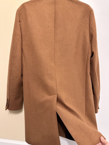 NEW EXPRESS $198 TAN WOOL BLEND WATER RESISTANT TOPCOAT COAT SZ S/P SMALL - Picture 6 of 7