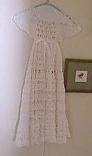 Christening Gown, Girls with Layette Hat, Booties, Mitts, Bib White