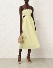 Zimmermann Halliday Scallop Midi Dress in Yellow Size 4 BNWT