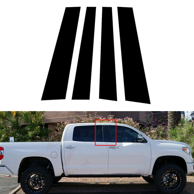 For Toyota Tundra Double Cab 2007-2021 Gloss Black Pillar Posts Door Window Trim Foto 2 de 4