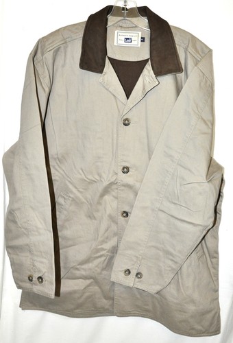Lee Canvas Barn Coat Leather Collar Sz 
