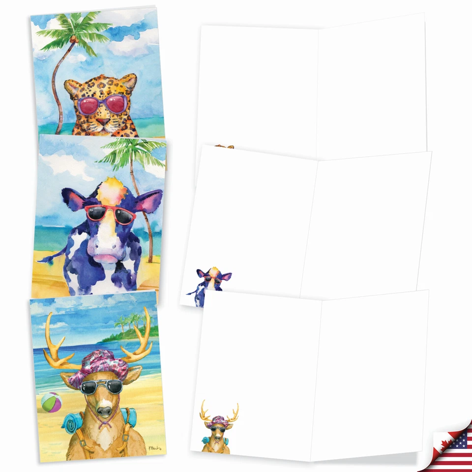 20 tarjetas en blanco surtidas (10 diseños, 2 cada una) - Animal's Day Off AM6670OCB-B2x10 Foto 3 de 4