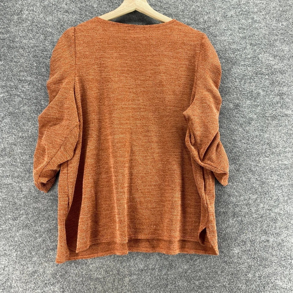 Suéter Pullover Max Studio Mujer M Mediano Marrón Tejido Manga 3/4 Cuello Redondo Foto 2 de 4