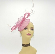 SF542 Rose Pink Kentucky Derby Church Wedding Easter TeaParty Sinamay Fascinator