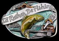 I'd Rather Be Fishing Fish Siskiyou Vintage Belt Buckle