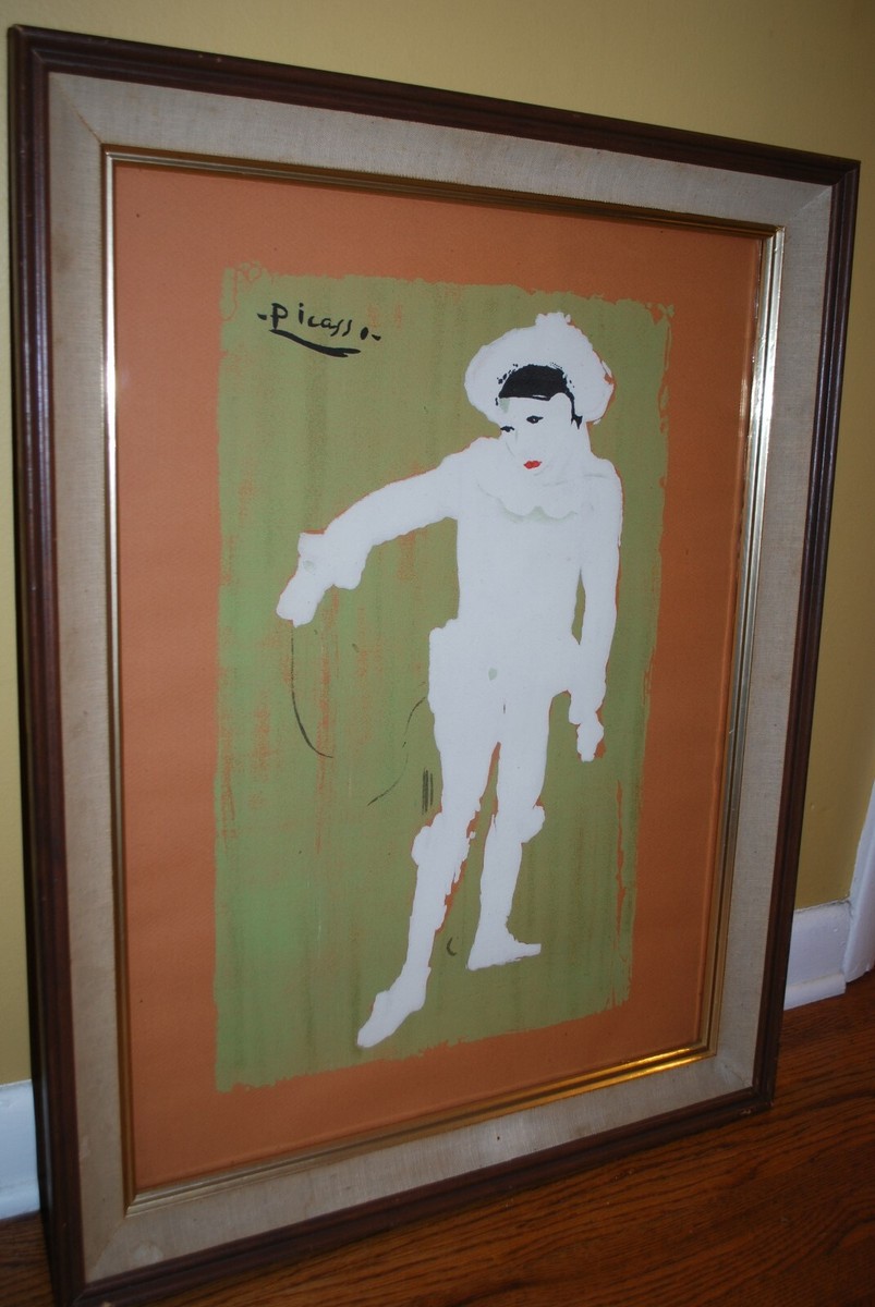 Pablo Picasso White Clown Le Petit Pierrot Litho Framed With Glass