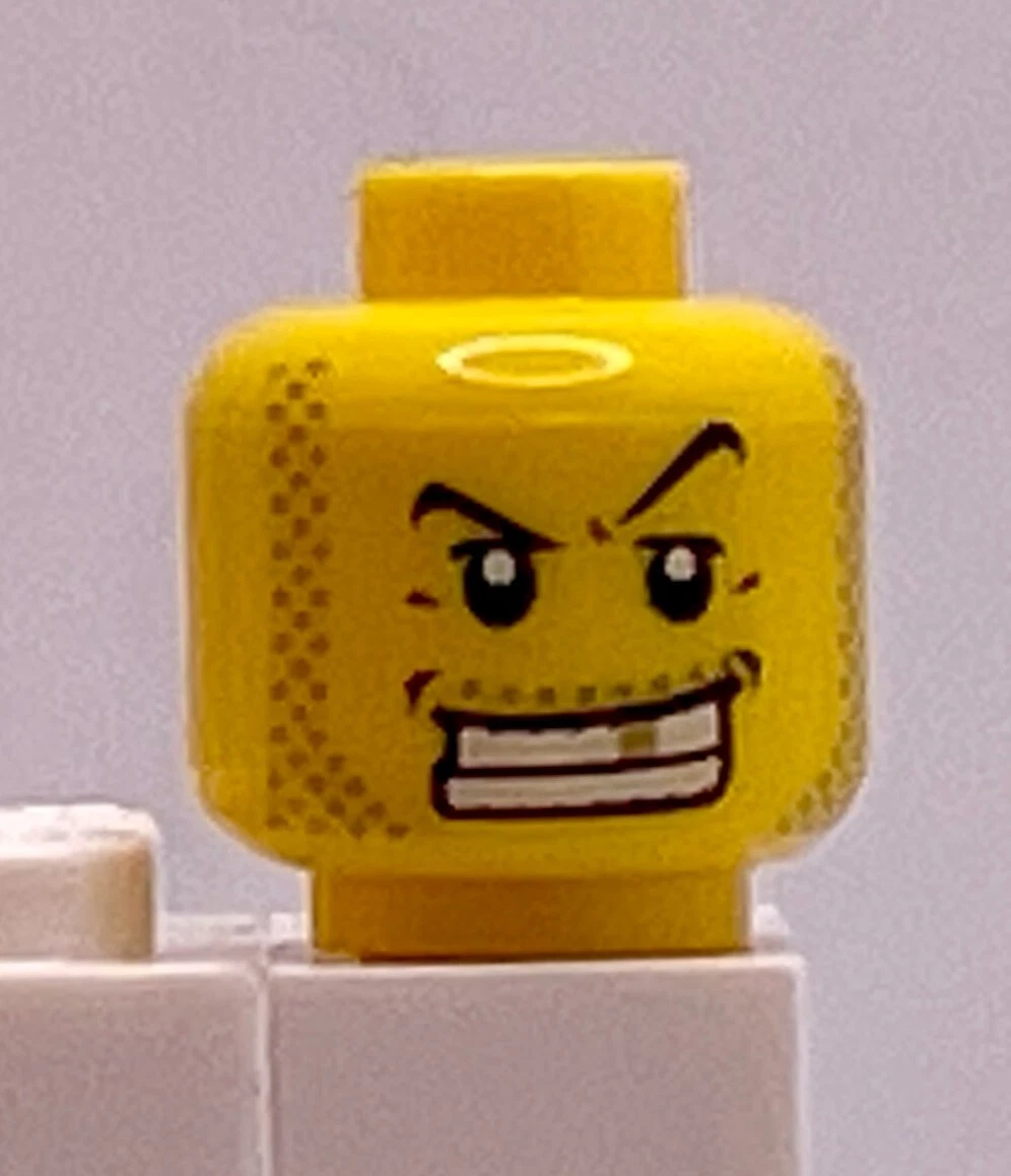Lego Minifigure Parts Yellow Head Arched Eyebrow Gold Tooth cas487