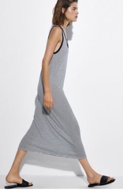 strapless open back dress Viscose Rib Knit Dress in Black
