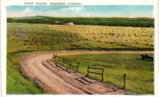 Farm House From Across The Field Western Canada c1920 Vintage Postcard