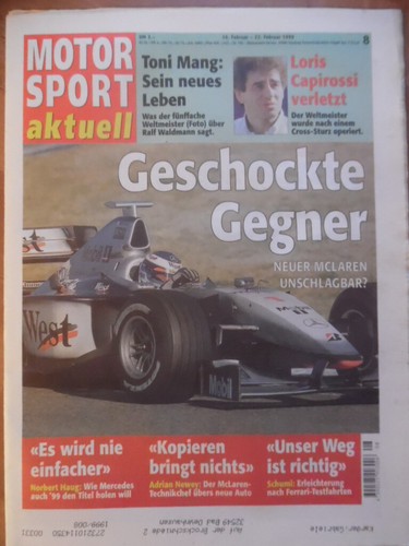 MOTOR SPORT aktuell 8 -- 16.-22.2. 1999 McLaren-Mercedes Toni Mang Capirossi