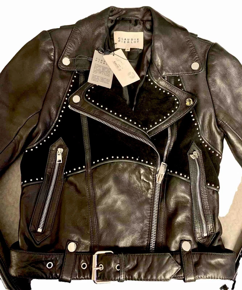 Chaqueta de cuero Clyde Moto CLAUDIE PIERLOT ($495) - ¡Talla 4 NUEVA CON ETIQUETAS! Foto 2 de 4