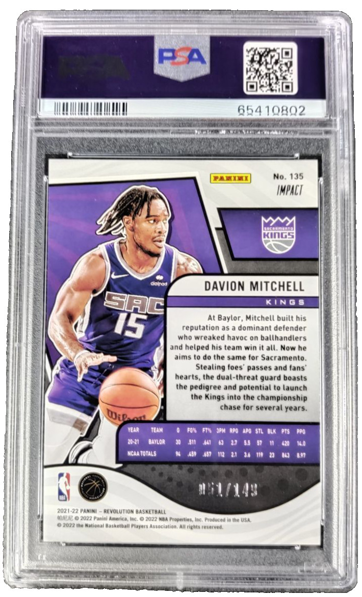 Davion Mitchell 2021 Panini Revolution #135 51/149 PSA 10 - Kings view 2