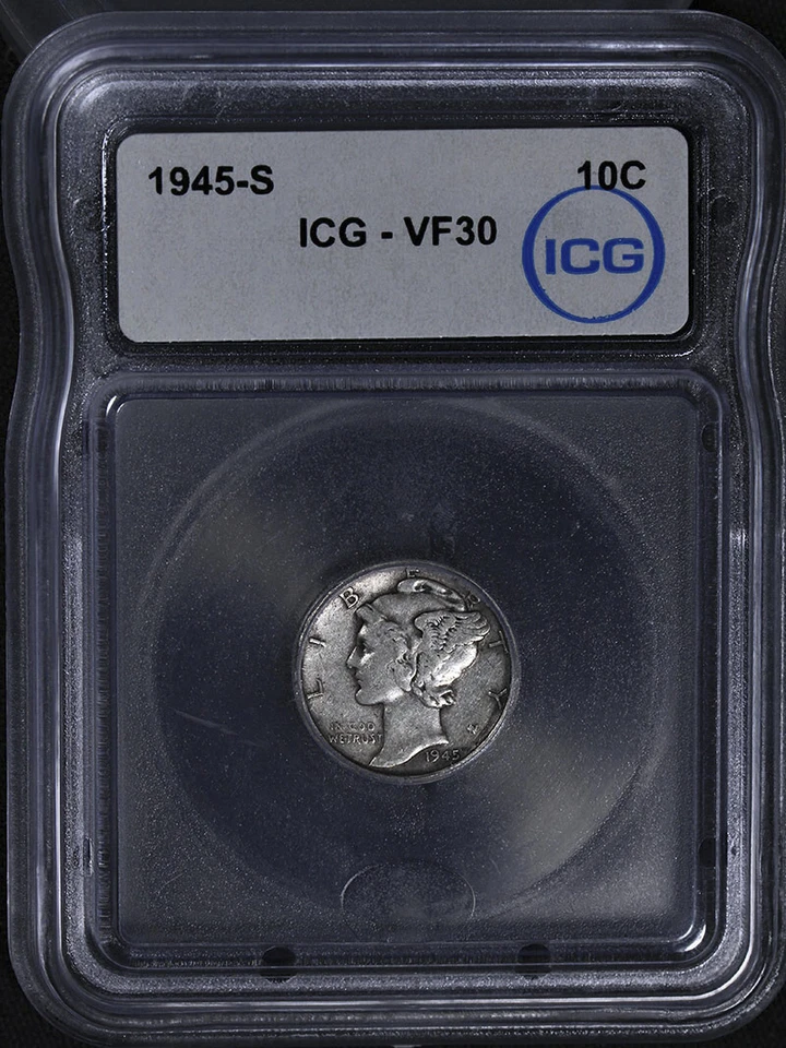 1945-S Mercury Dime 10c - Nice Strike - ICG VF30 - Image 3 of 4