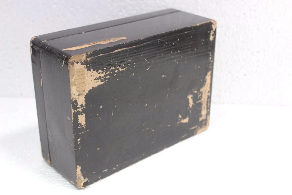 Caja negra de madera antigua rara antigua vintage decoración del hogar coleccionable Foto 4 de 4