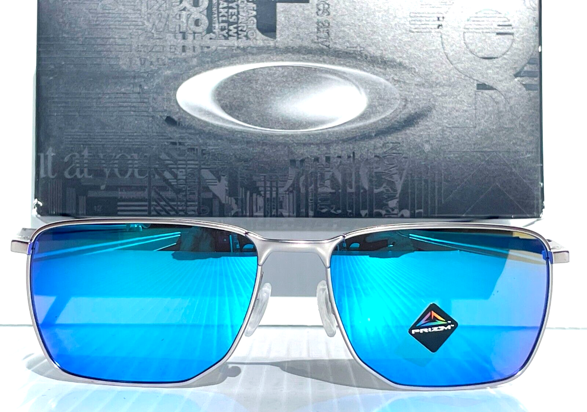 ストームエメラルド2BOX(GEO産シュリンク有り)+(イオン産シュリ無ペリ有) NEW Oakley EJECTOR Satin Chrome PRIZM Sapphire Lens Sunglass 4142