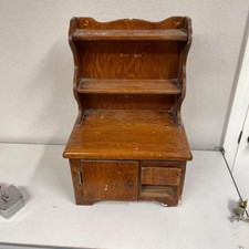 Vintage Solid Wood Kids Doll Kitchen Play Place Hand Made With Drawer Shelves HN