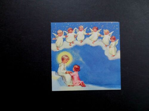 #K364- Erica Von Kager Brownie Xmas Greeting Card Angels Watching Christ Child - Afbeelding 1 van 3