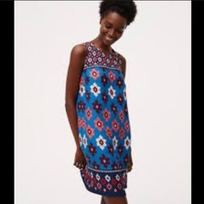 Loft Floral Kaleidoscope Tie Back Shift Dress