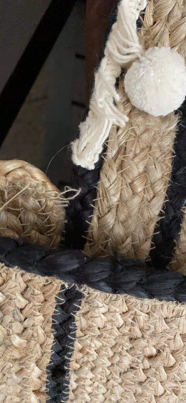 WORLD MARKET Jute Tote Bag Crossbody Bucket Style Mar… Gem