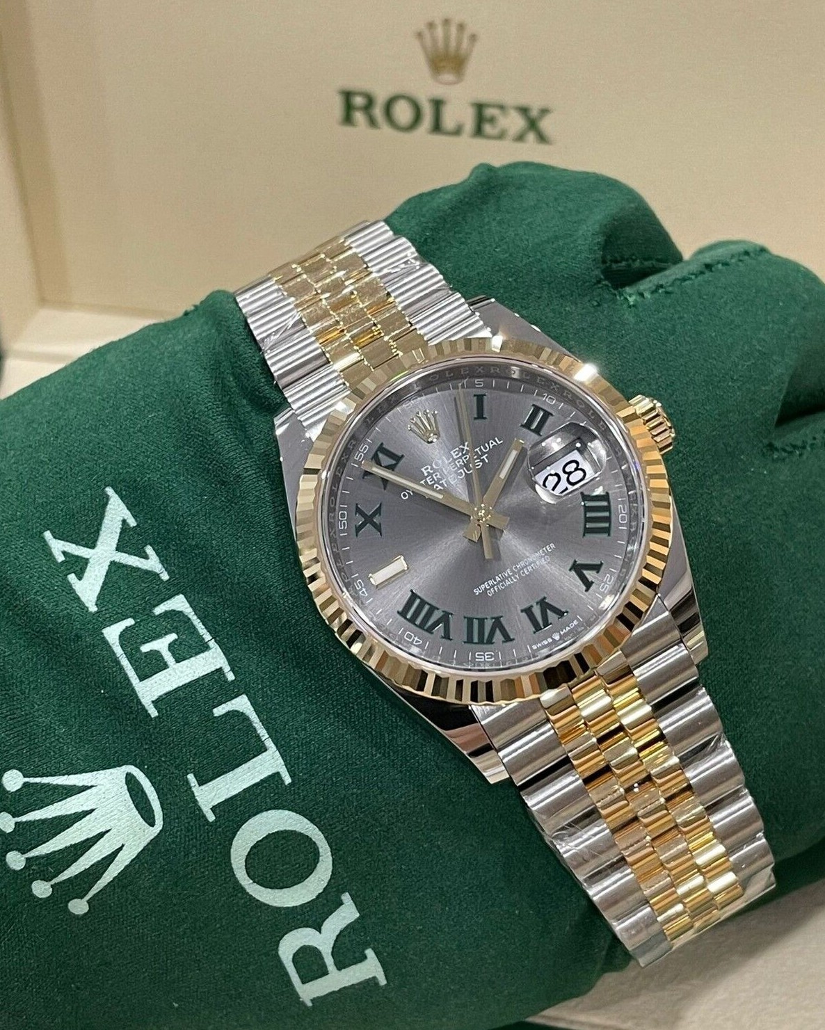 brændstof Preference parti 👑 Rolex Datejust 36mm Wimbledon Slate Green 126233 Gold Fluted Jubilee 2022 👑 | eBay brændstof Preference parti 👑 Rolex Datejust 36mm Wimbledon Slate Green 126233 Gold Fluted Jubilee 2022 👑 | eBay