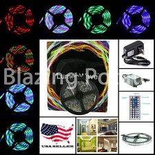 LumenWave RGB 5M 3528 IP20 Flexible 300 LED Strip Lights Kit 44 Key -White PCB-