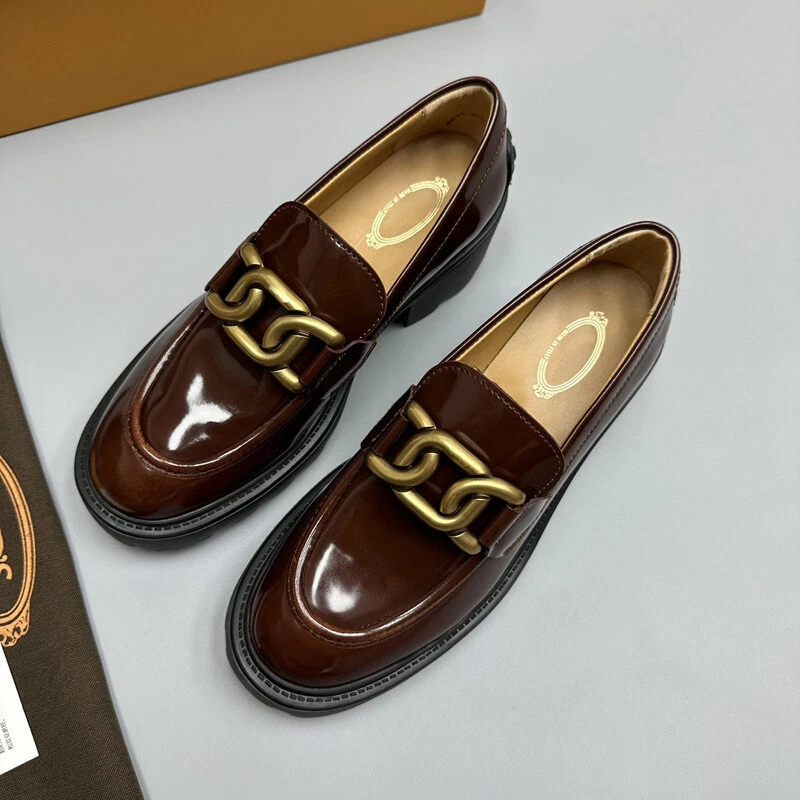 TOD’S Scarpe mocassini Tod's donna pelle suola spessa un piede fibbia metallo