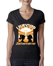 Orange Barbenheimer I Survived Pop Culture Women Junior V-Neck Tee