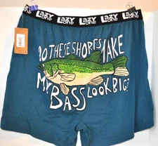 Lazy One men's Boxer PJ lounge shorts Do these Shorts Make My Bass Look Big NWT