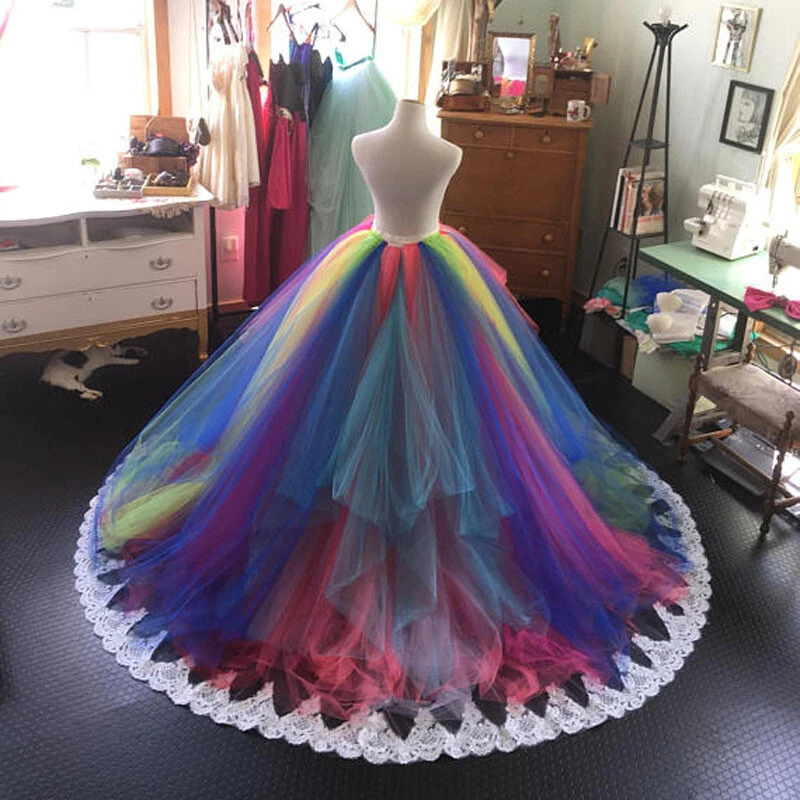 rainbow tulle dress