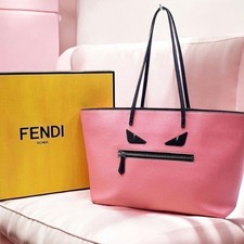 GUC AUTH Fendi Pink Vitello Elite Leather Monster Tote Bag COA, BOX  DUST BAG 